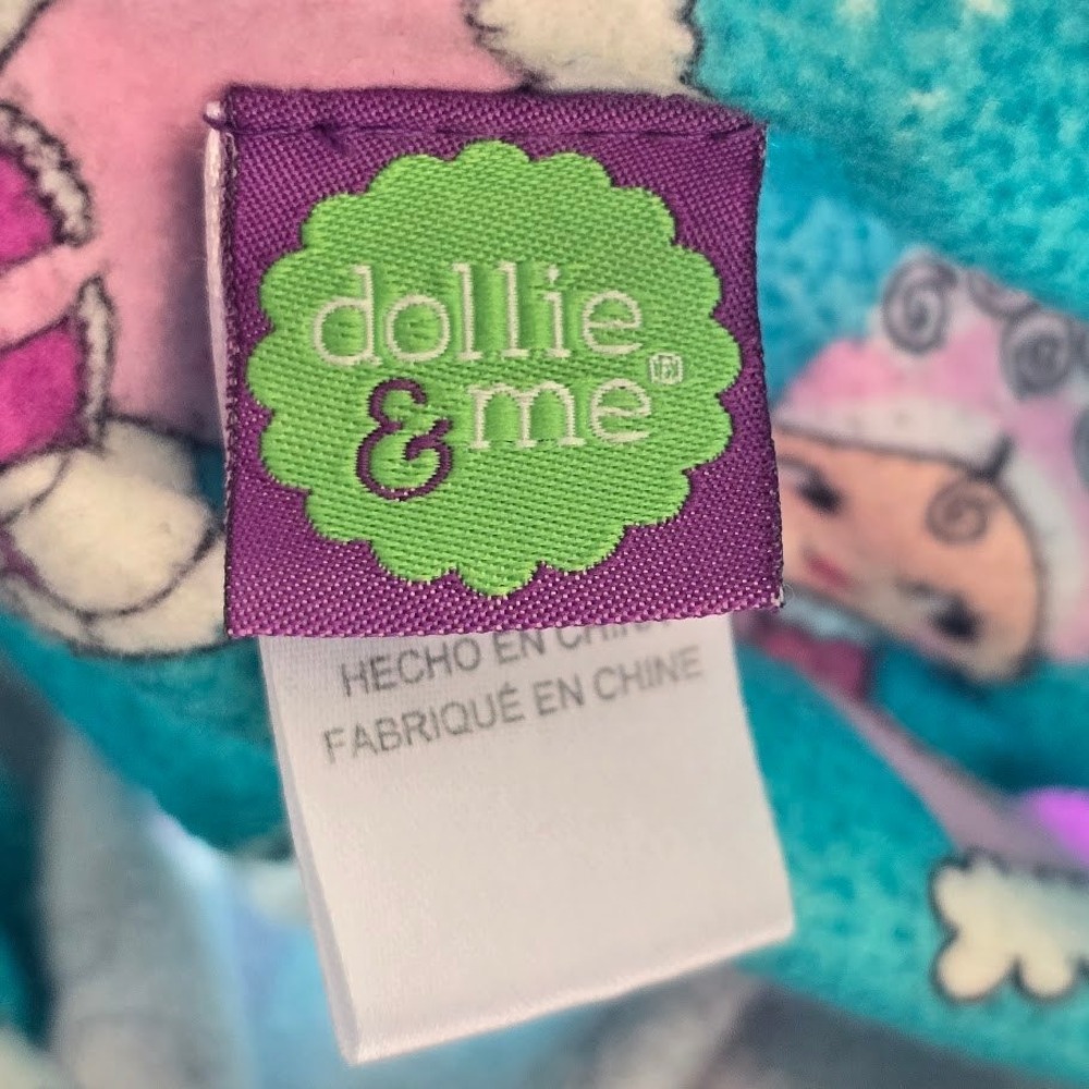 Dollie & Me Pajama Set Kids Size 14 Teal Blue Pink Doll Snowflake Fleece Cozy - Picture 10 of 13